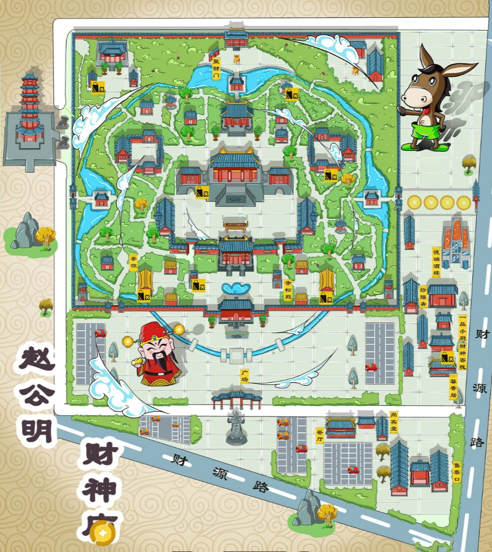 滴道寺庙类手绘地图